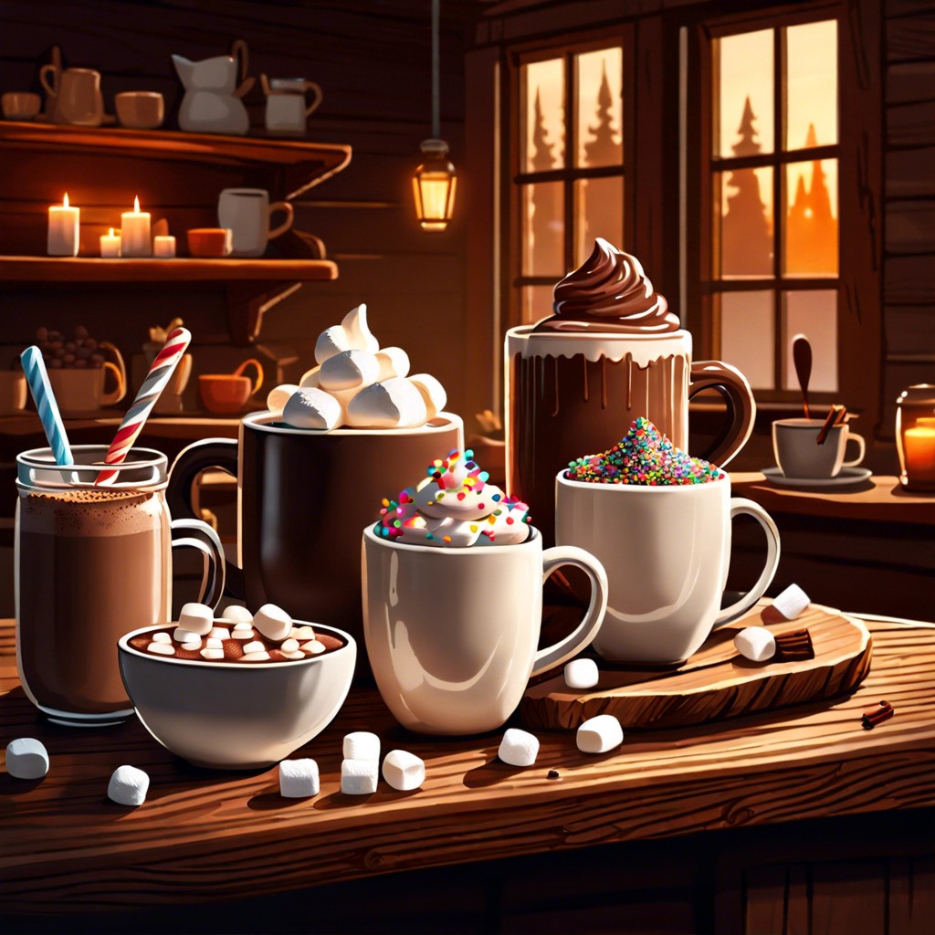 essential supplies for a hot chocolate bar